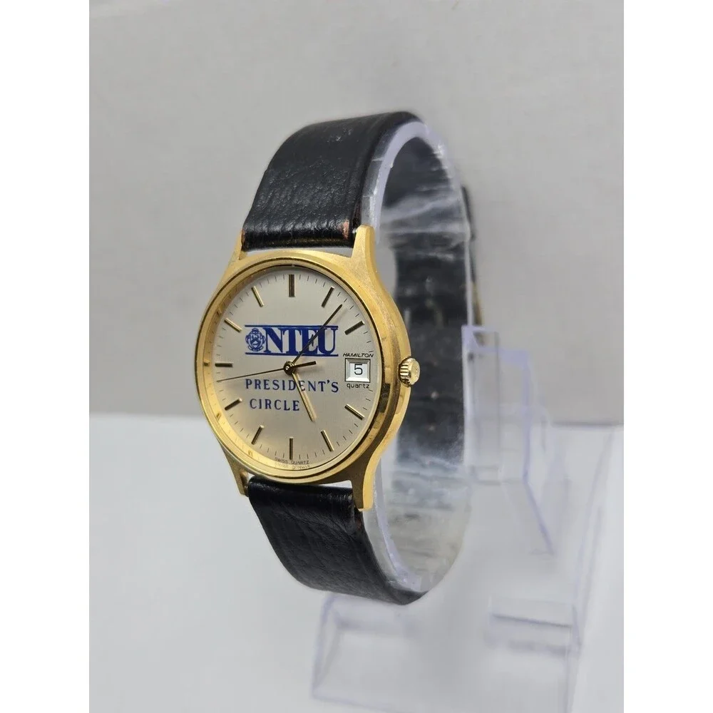 Hamilton 9812 NTEU Presidents Circle Swiss Quartz Date Watch New Battery Vintage